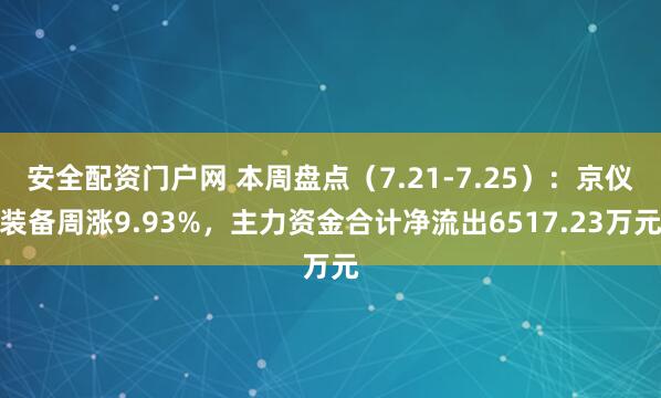 安全配资门户网 本周盘点（7.21-7.25）：京仪装备周涨9.93%，主力资金合计净流出6517.23万元